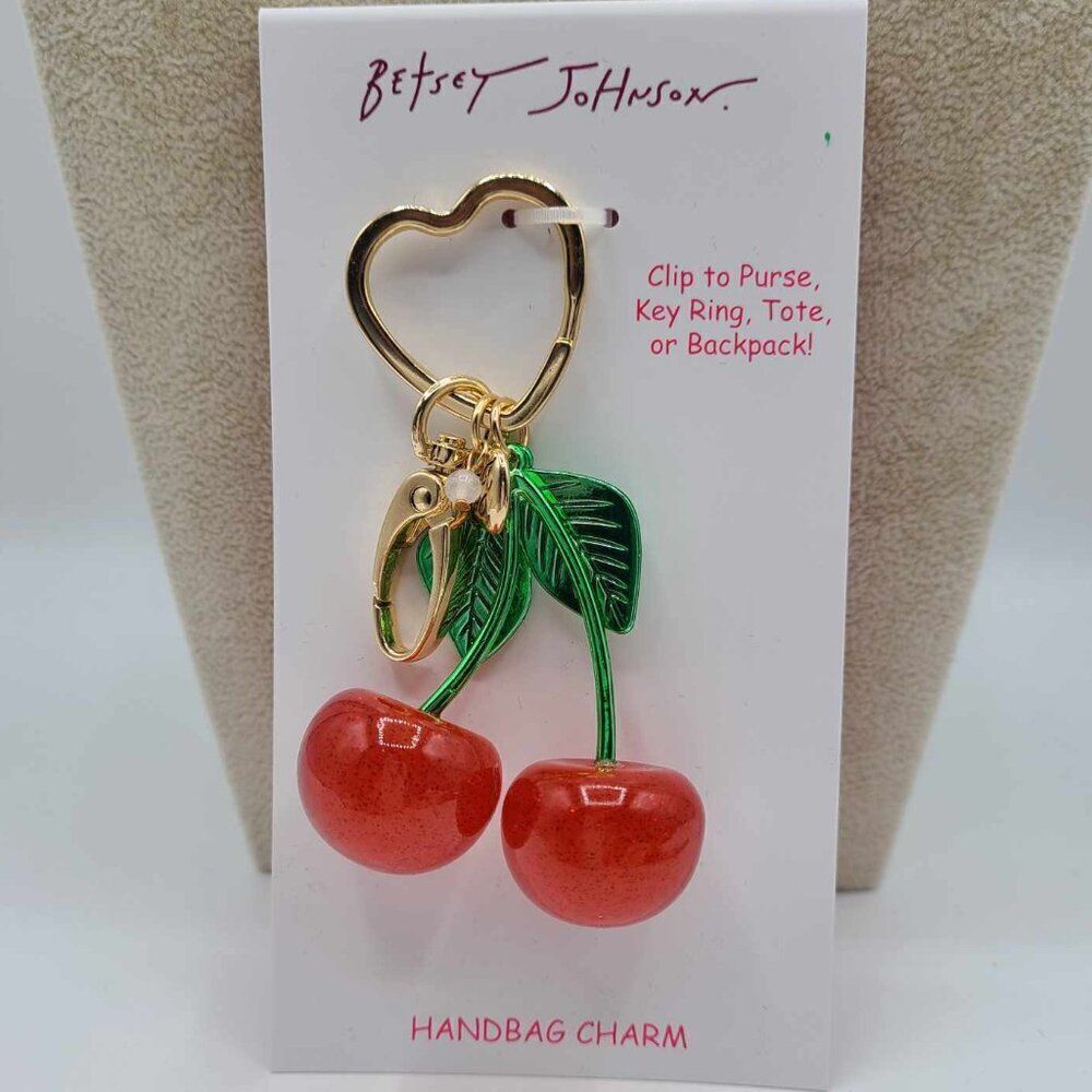 Betsey Johnson Cherries Key Ring Hand Bag Charm NWT!  NEW!